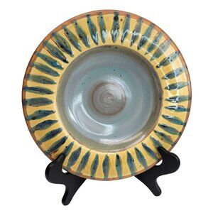 Sooz Glazebrook Art Pottery Bowl Plate Wild Daisy Signed Cypress Swirl JS8134